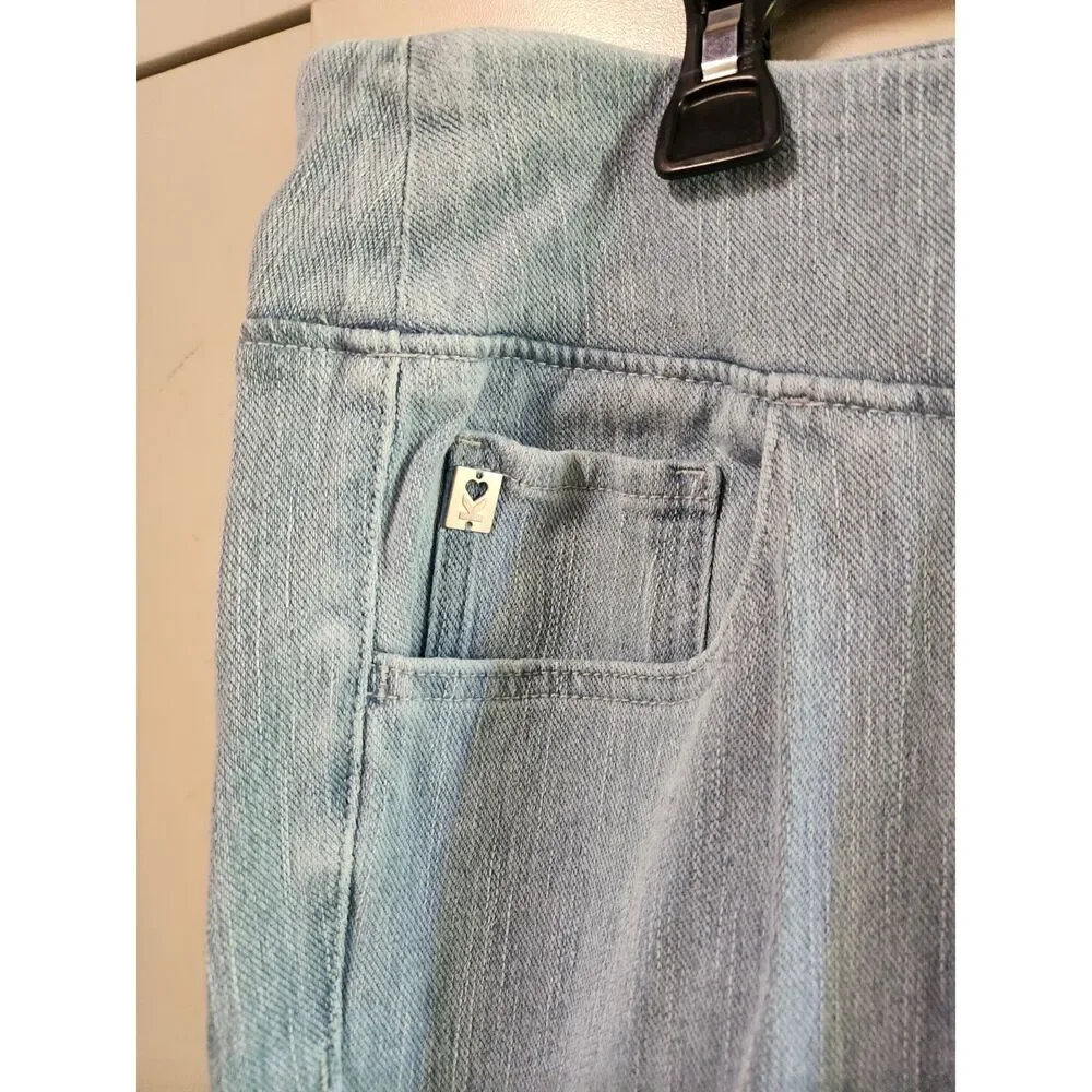 Belle Kim Gravel Believe in Your Beauty Faded Jeans w/ Pearl Accent Size 20WT